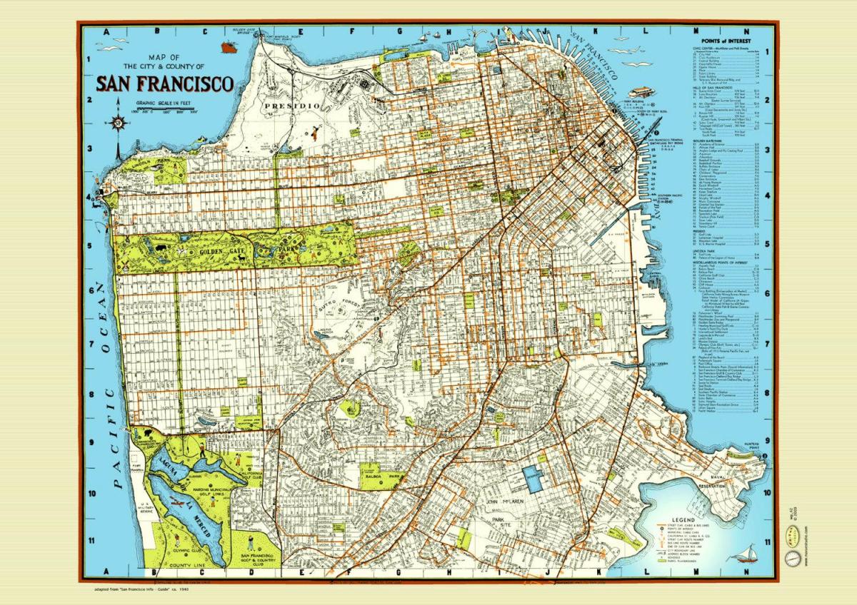 Карта Сан-Франциско вуличний плакат