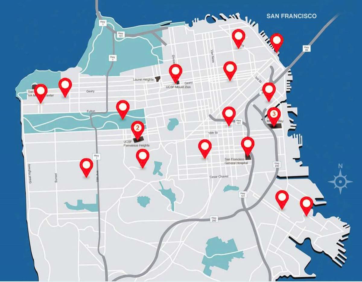 Карта Сан-Франциско лікарні
