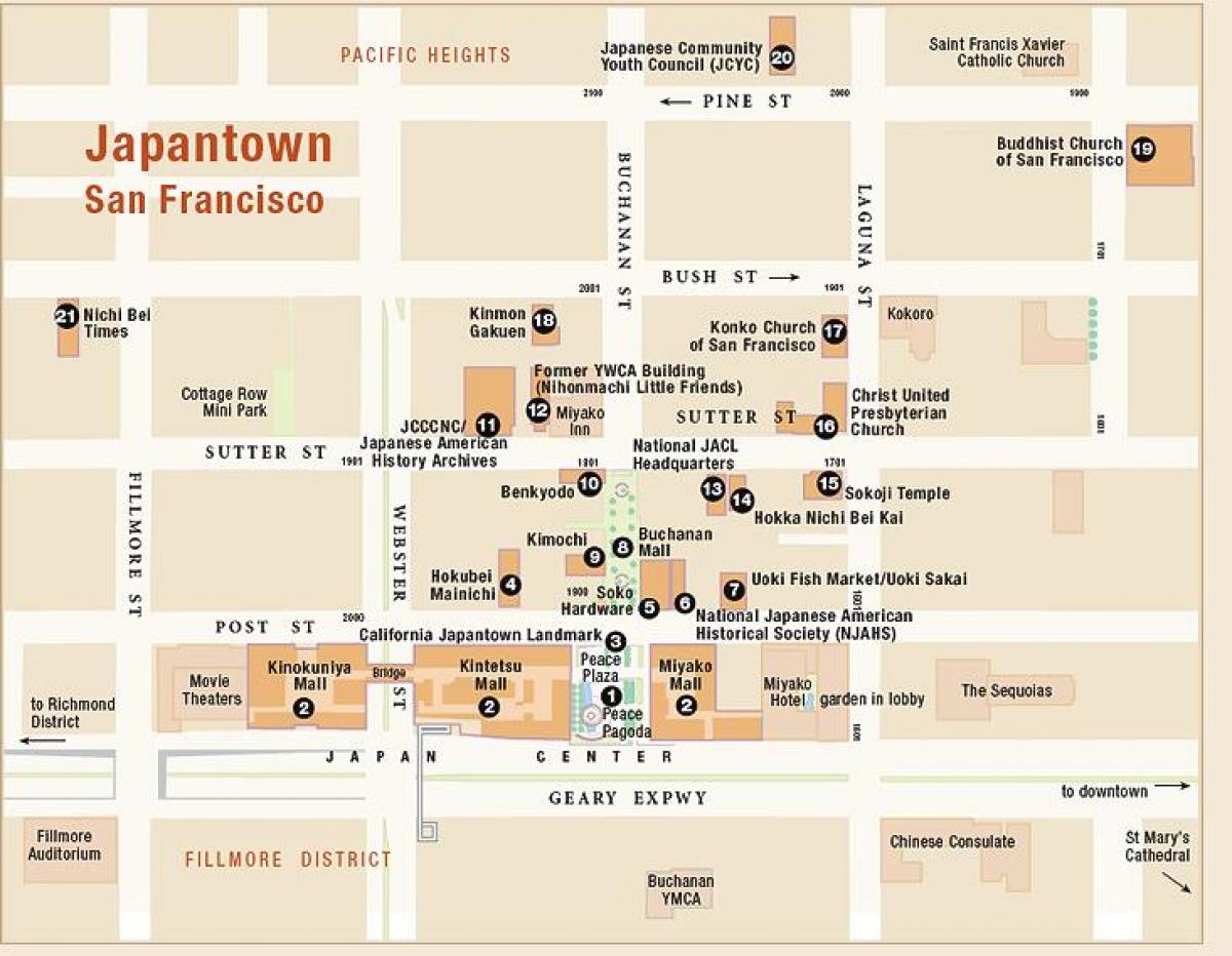 Карта японському кварталі Сан-Франциско