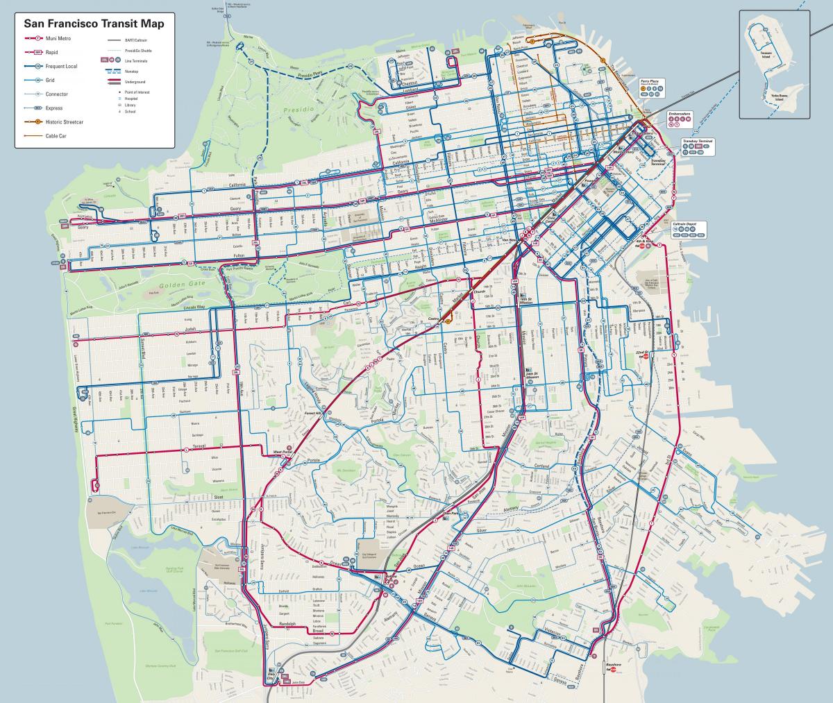 Автобусні лінії Сан-Франциско карті