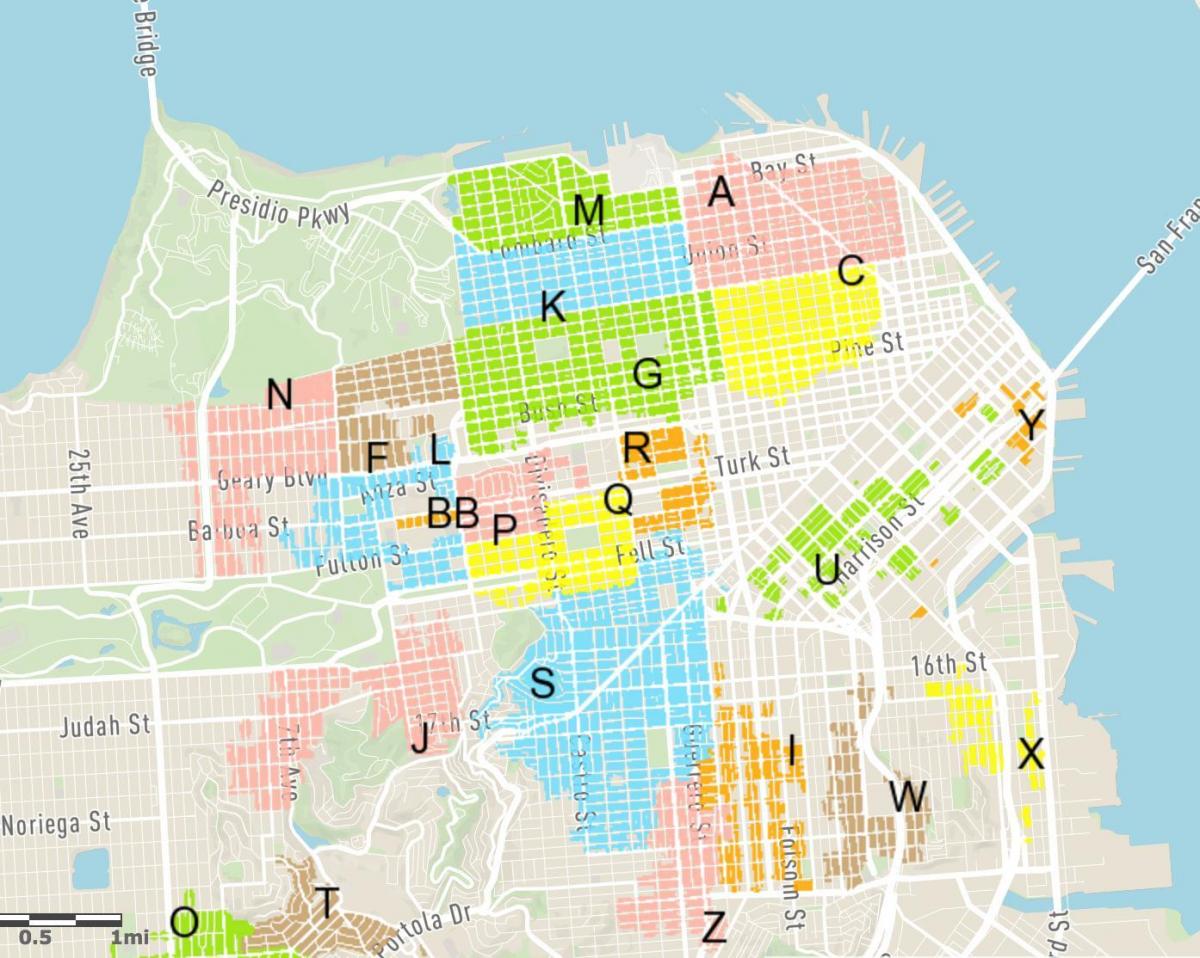 безкоштовна парковка на вулиці Сан-Франциско карті