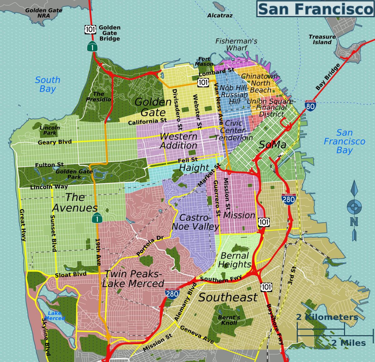 карта вулиць Сан-Франциско, Каліфорнія