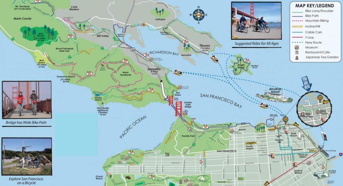 Карта екскурсію по Сан-Франциско на велосипеді 