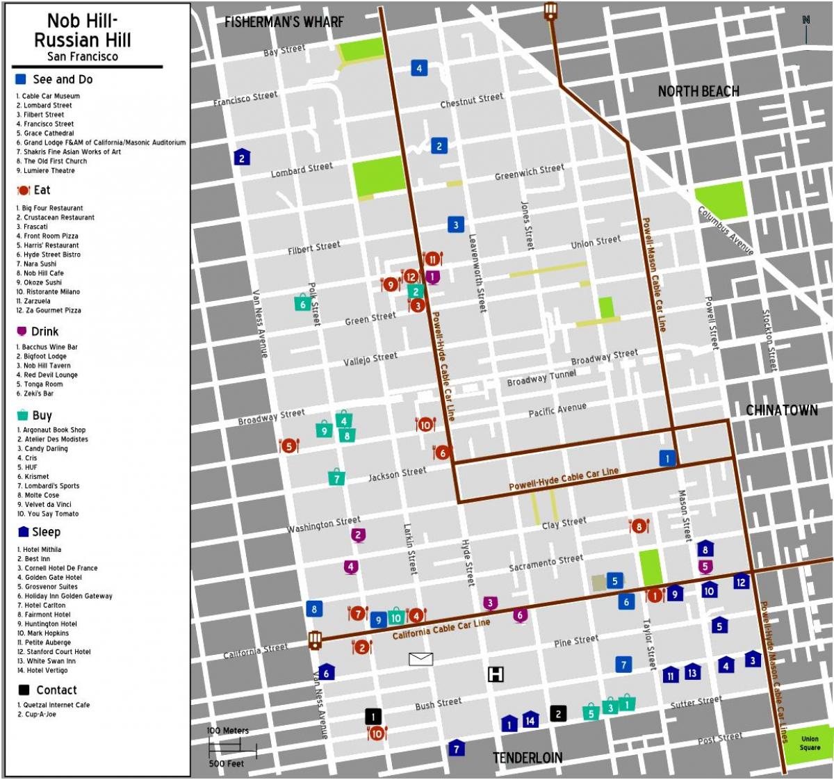 Карта Ноб-Хілл в Сан-Франциско