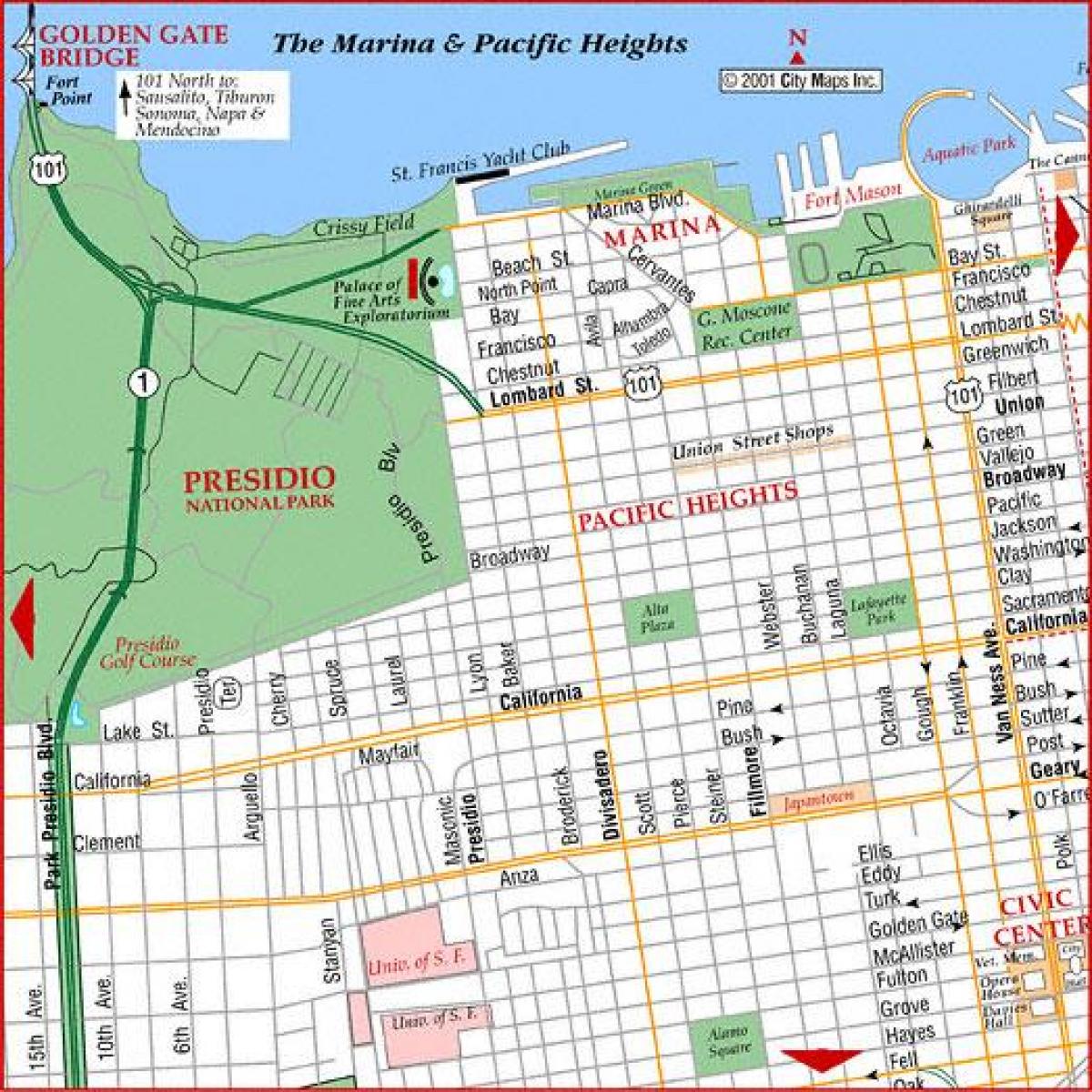 Карта Пасифік Хайтс в Сан-Франциско