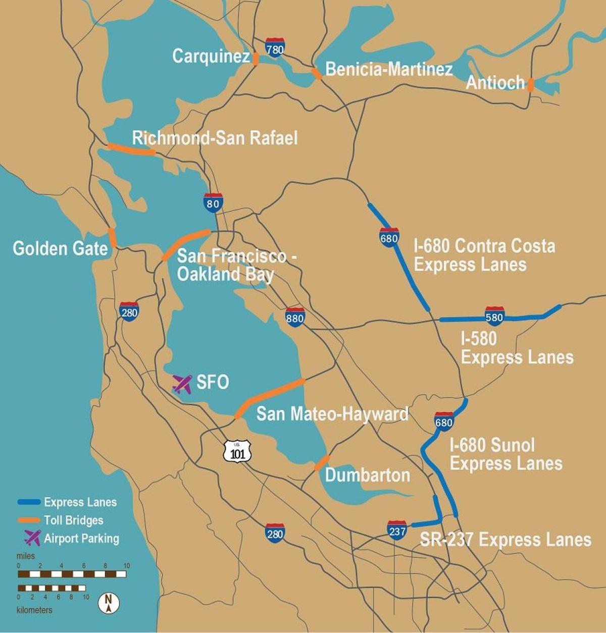 платні дороги в Сан-Франциско карті