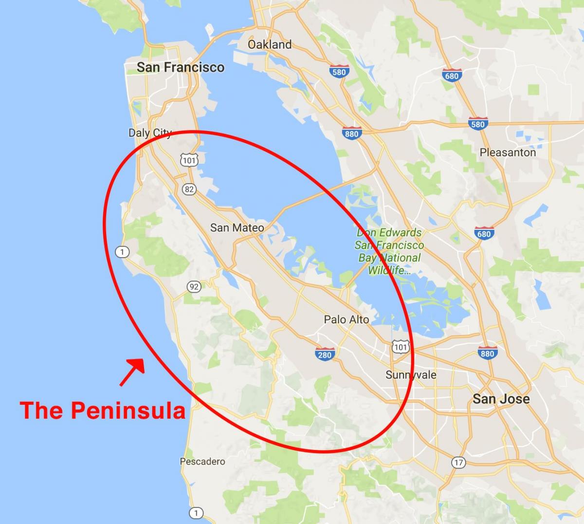 Карта півострів Сан-Франциско 