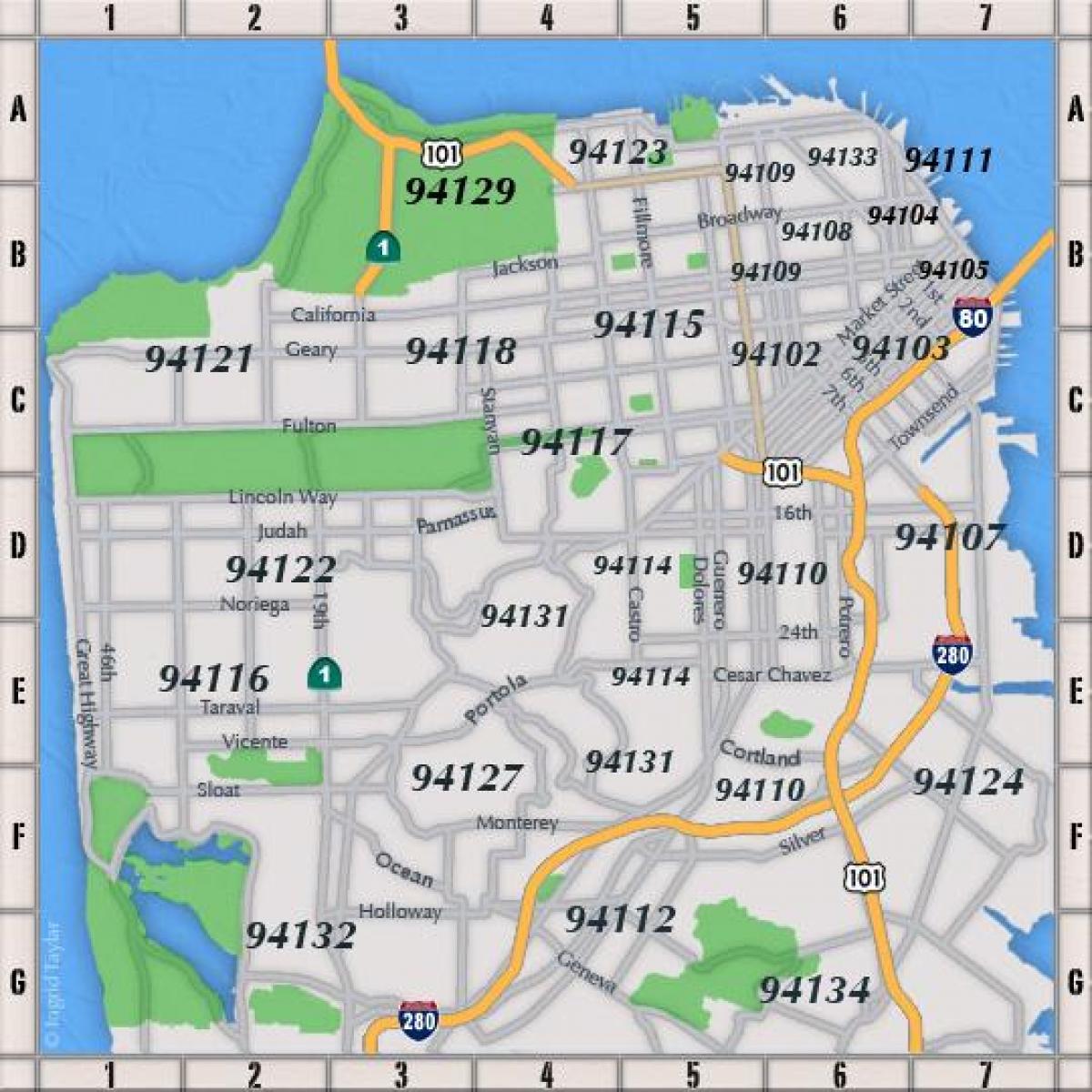 Сан-Франциско поштовий індекс карті