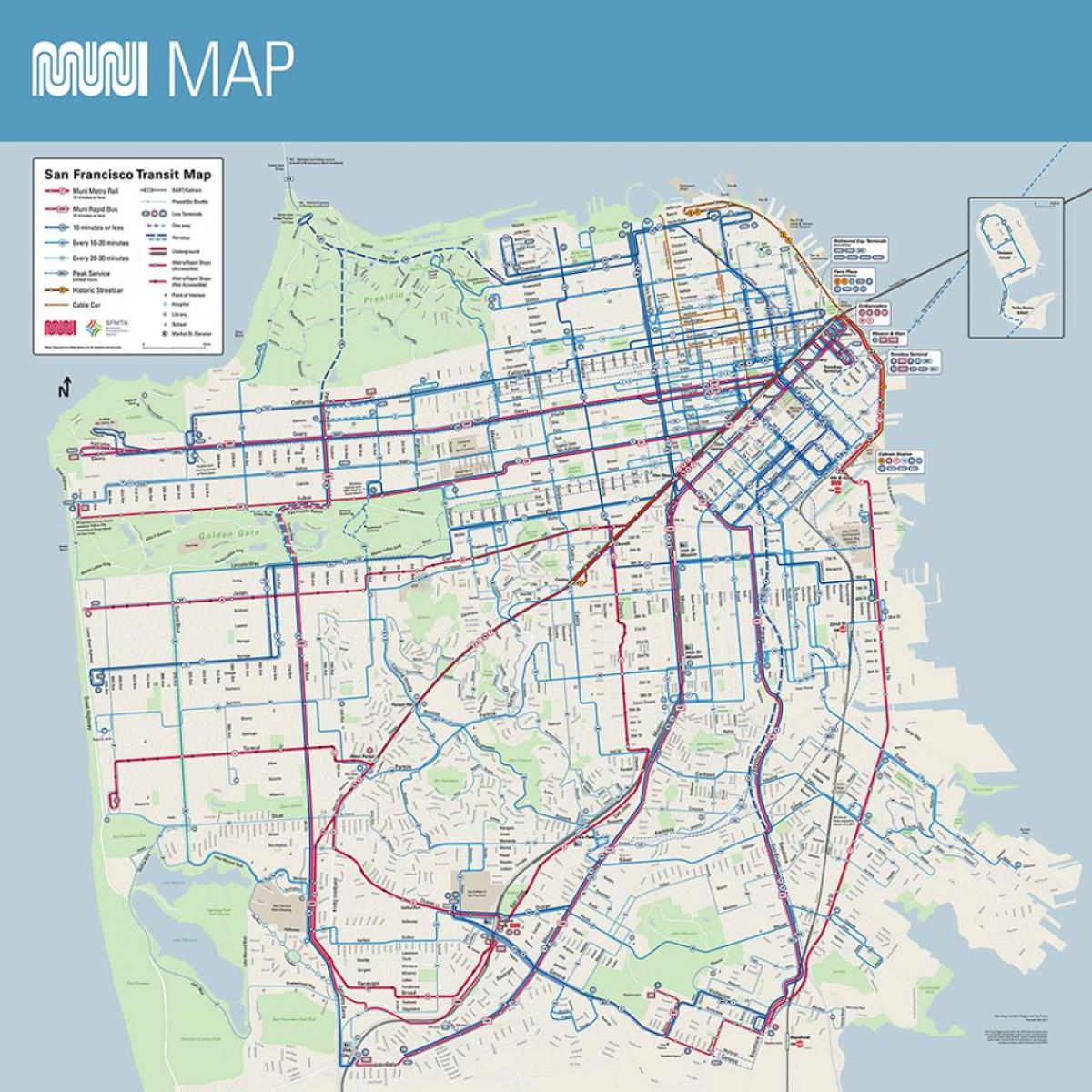 SF Муні автобусної карті