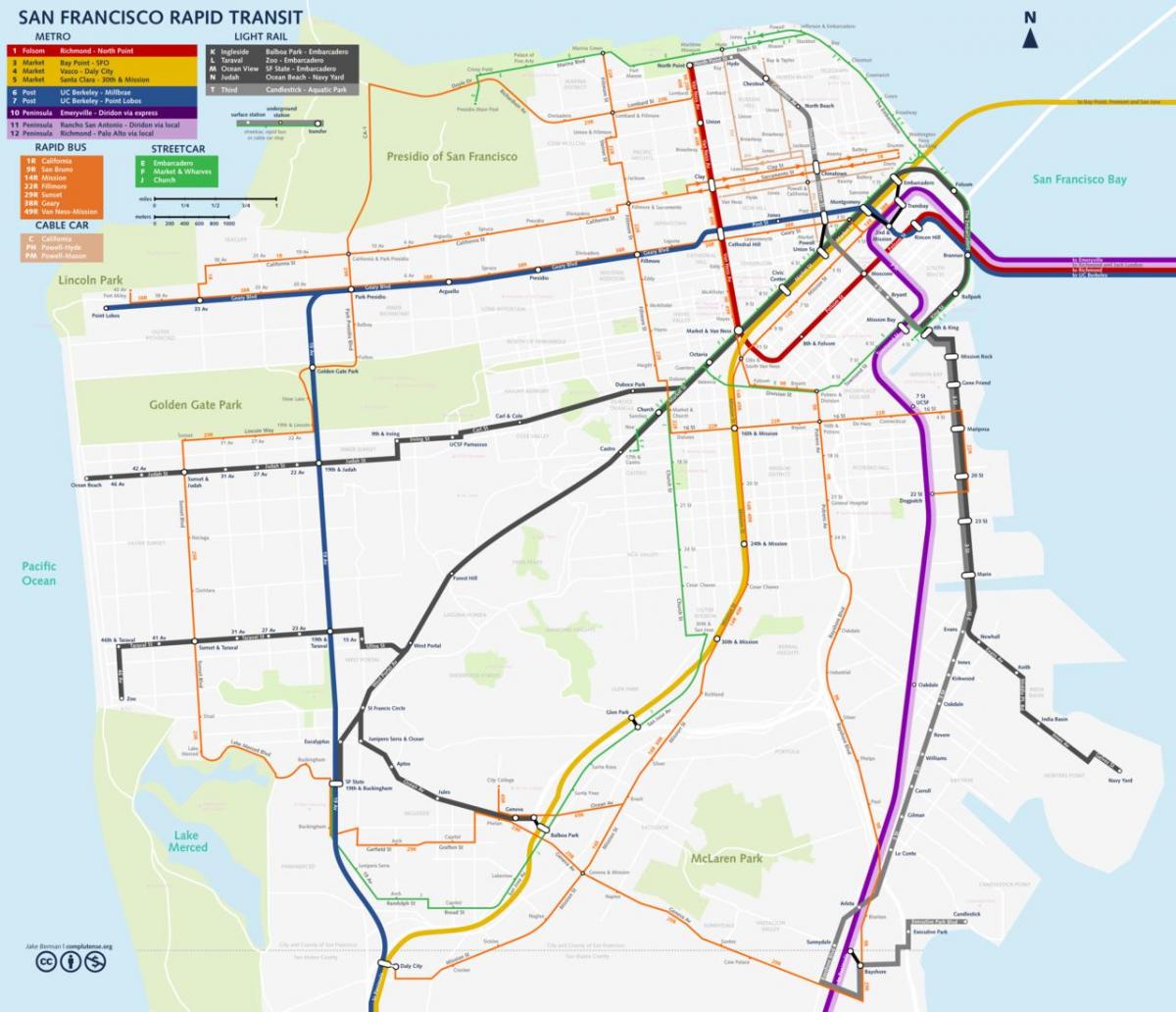 Сан-Франциско карта вулиць автомобіля 