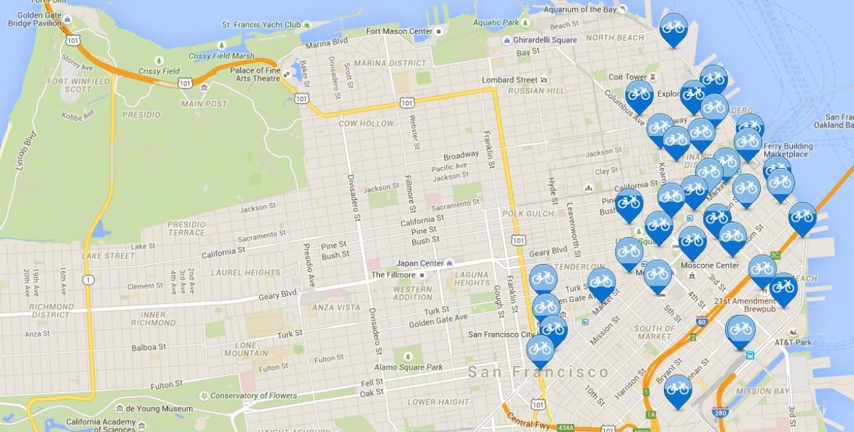 Карта поділіться Сан-Франциско велосипед 