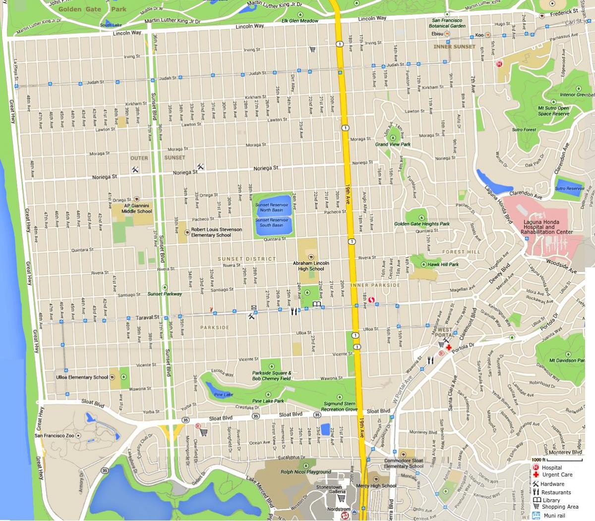 Карта Твін Пікс в Сан-Франциско