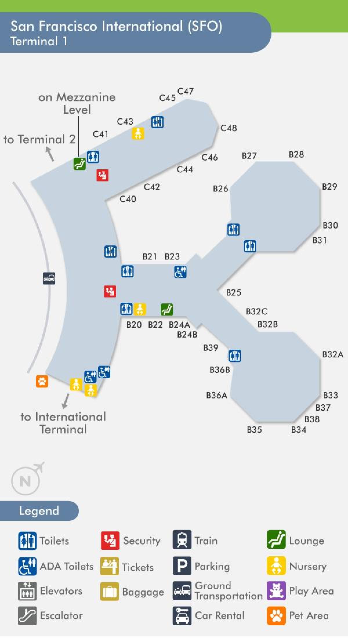 Термінал аеропорту Сан-Франциско 1 карта