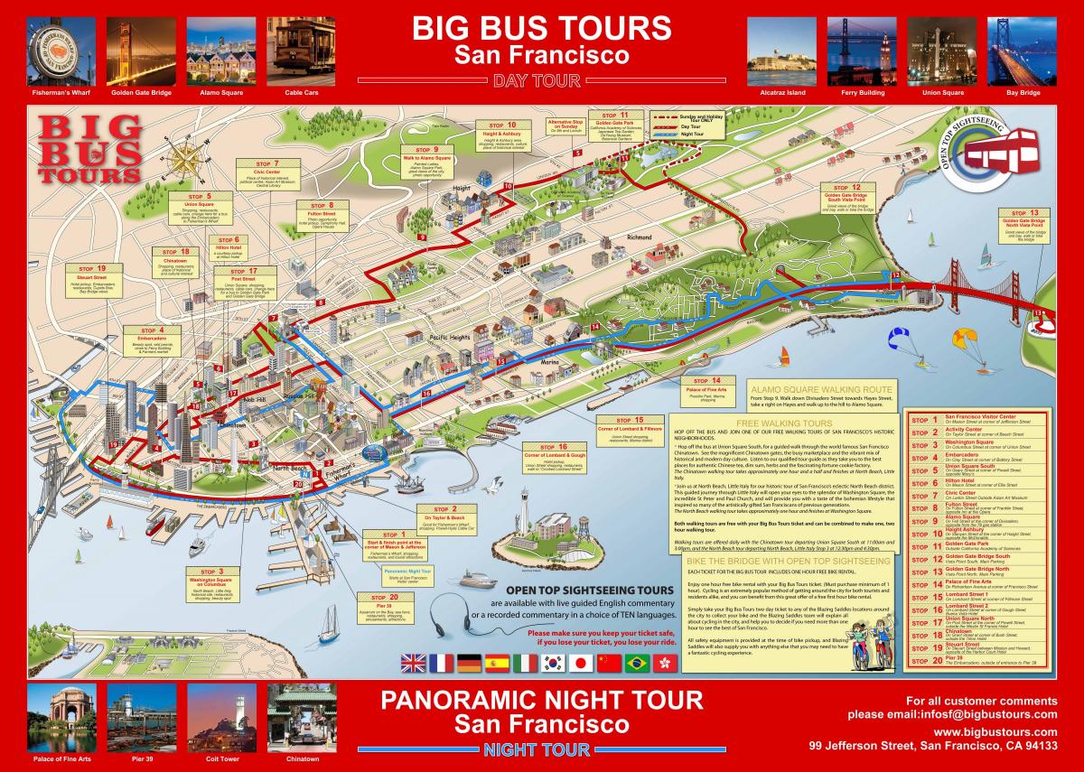 Сан-Франциско-хоп-хоп-офф автобус карті