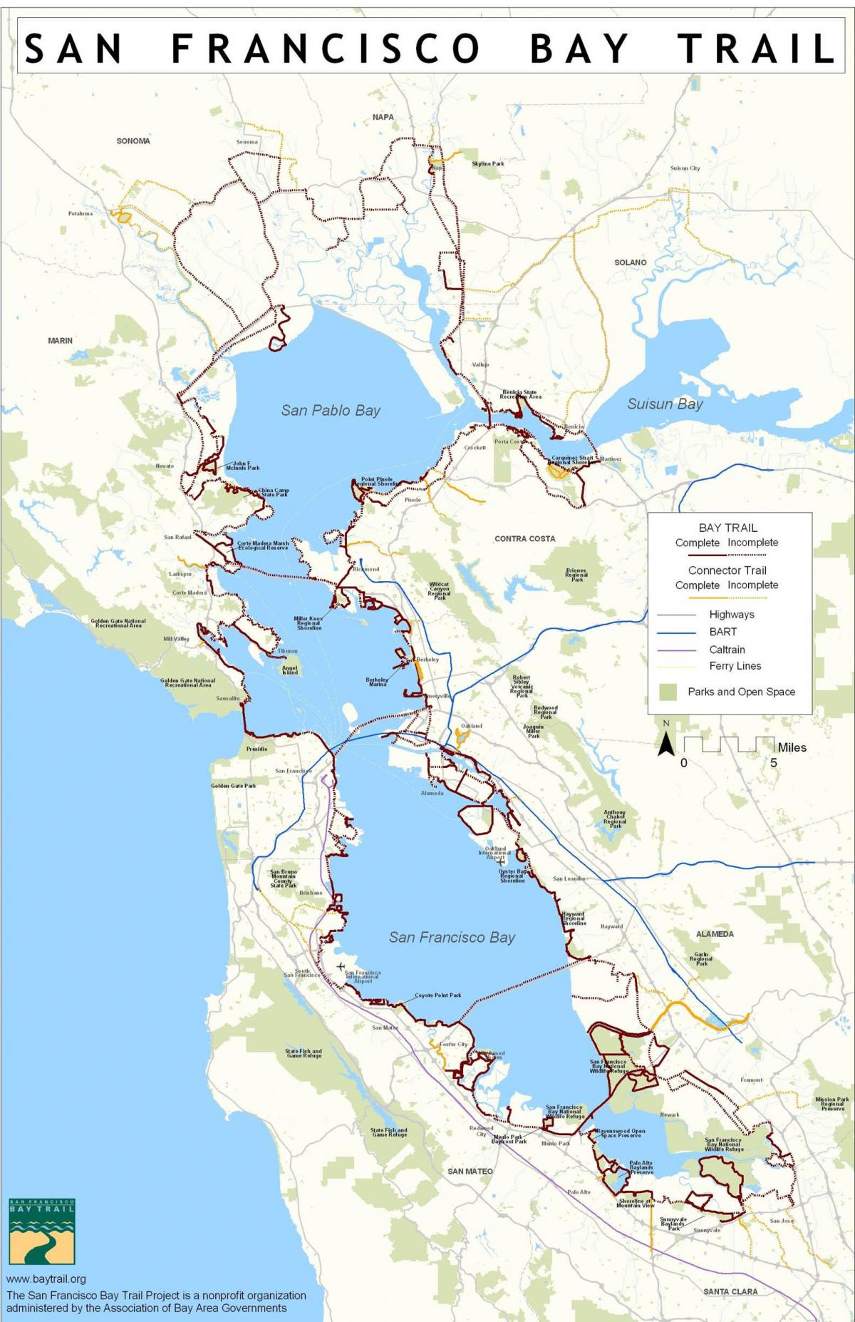 Сан-Франциско Bay Trail карта