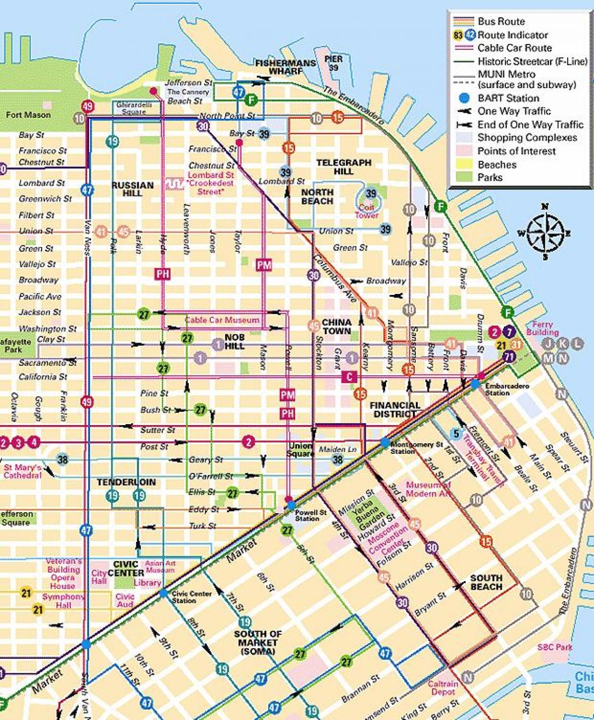 канатні дороги Сан-Франциско карті