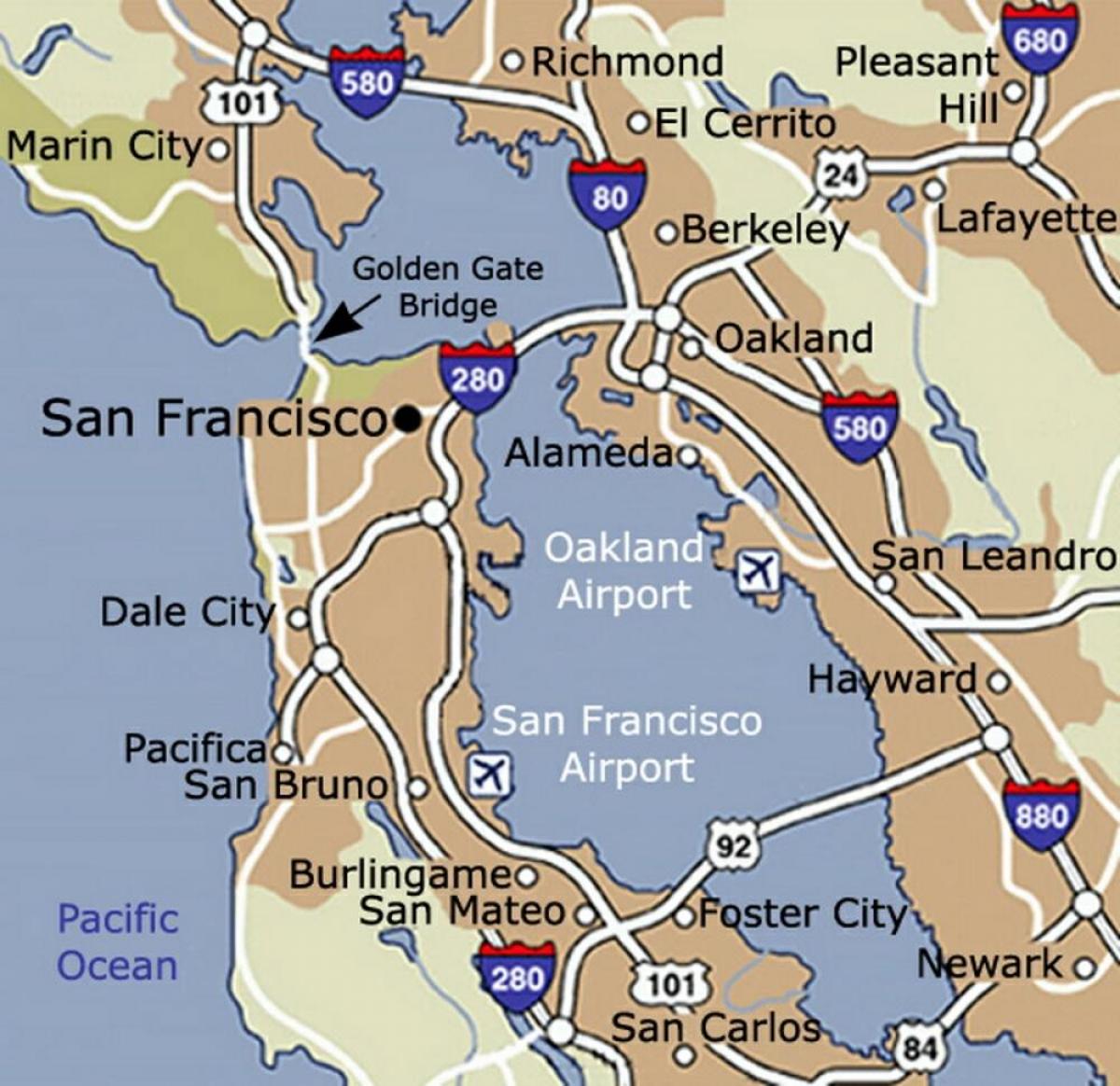 Карта Сан-Франциско аеропорт і околиці