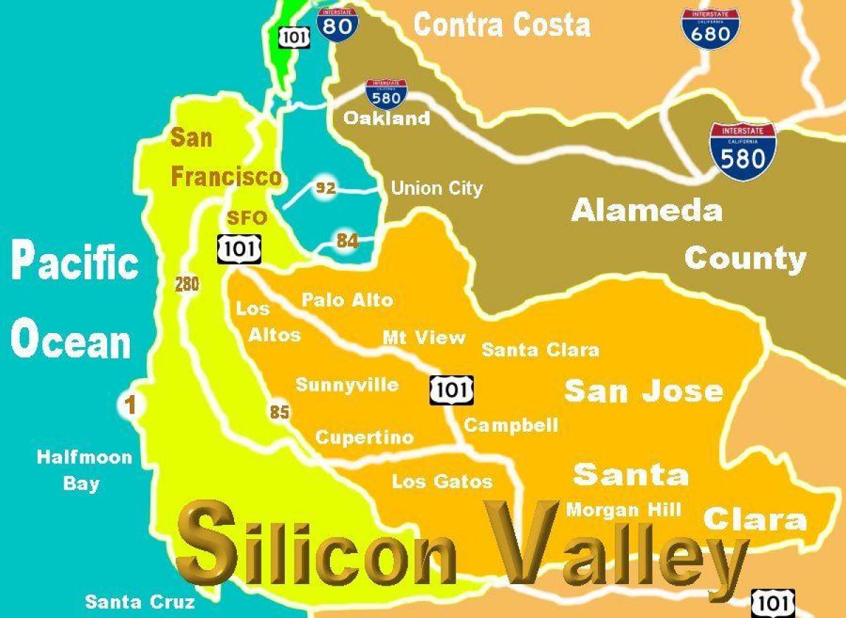 Карта розташування Силіконової долини 
