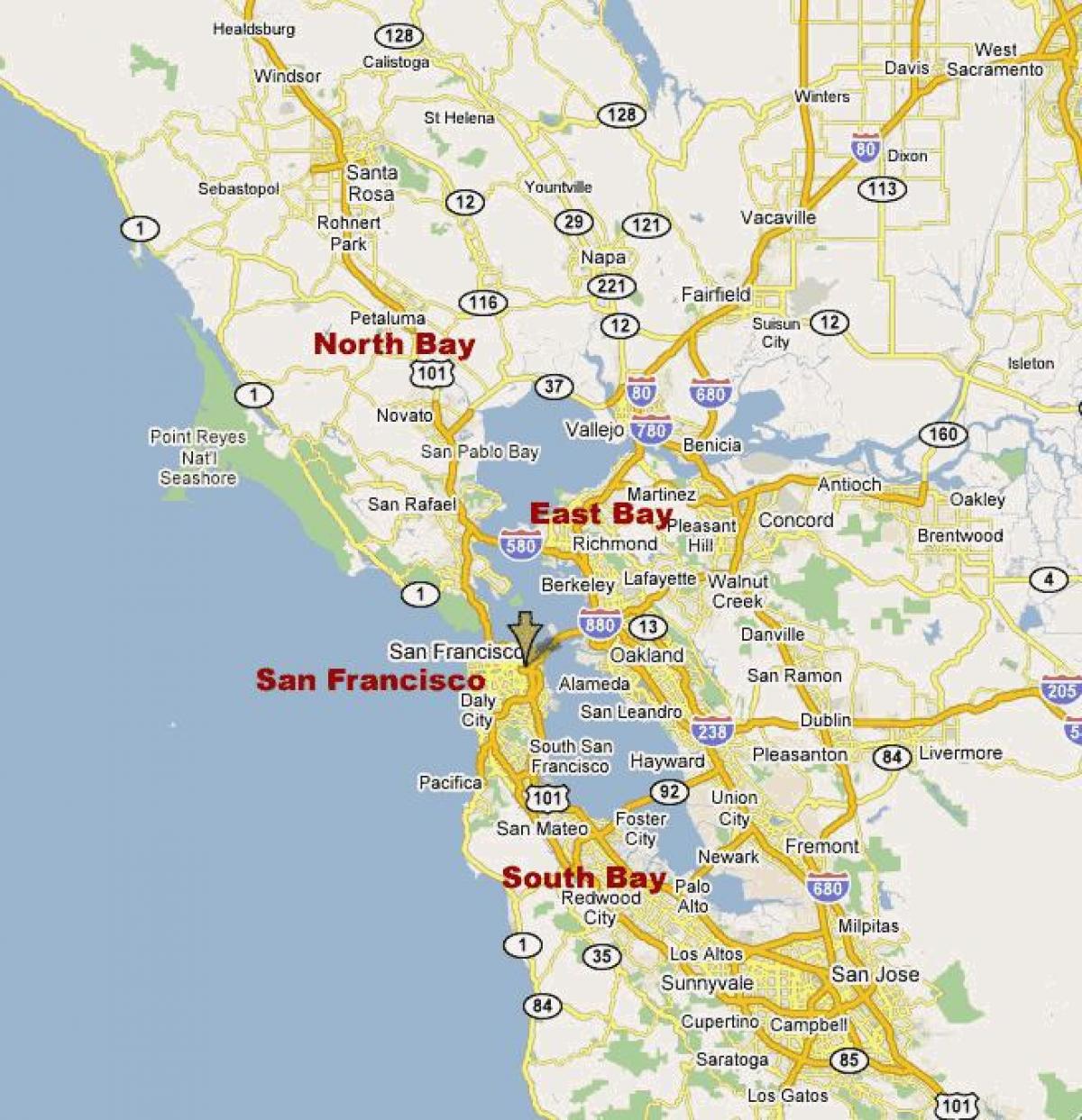 карта Південній бухті Північній Каліфорнії