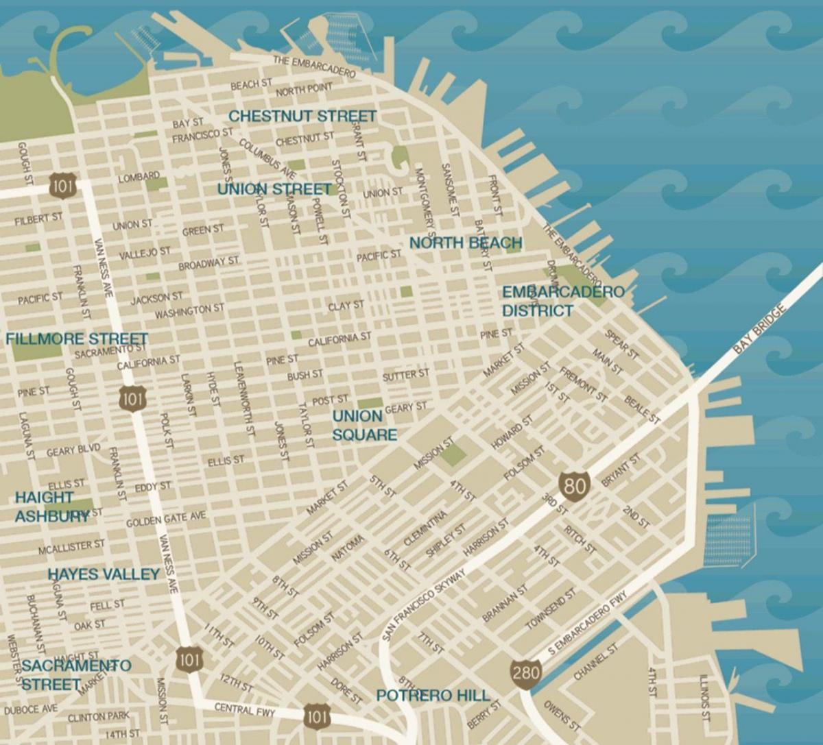 карта міста Союзу в Сан-Франциско площі