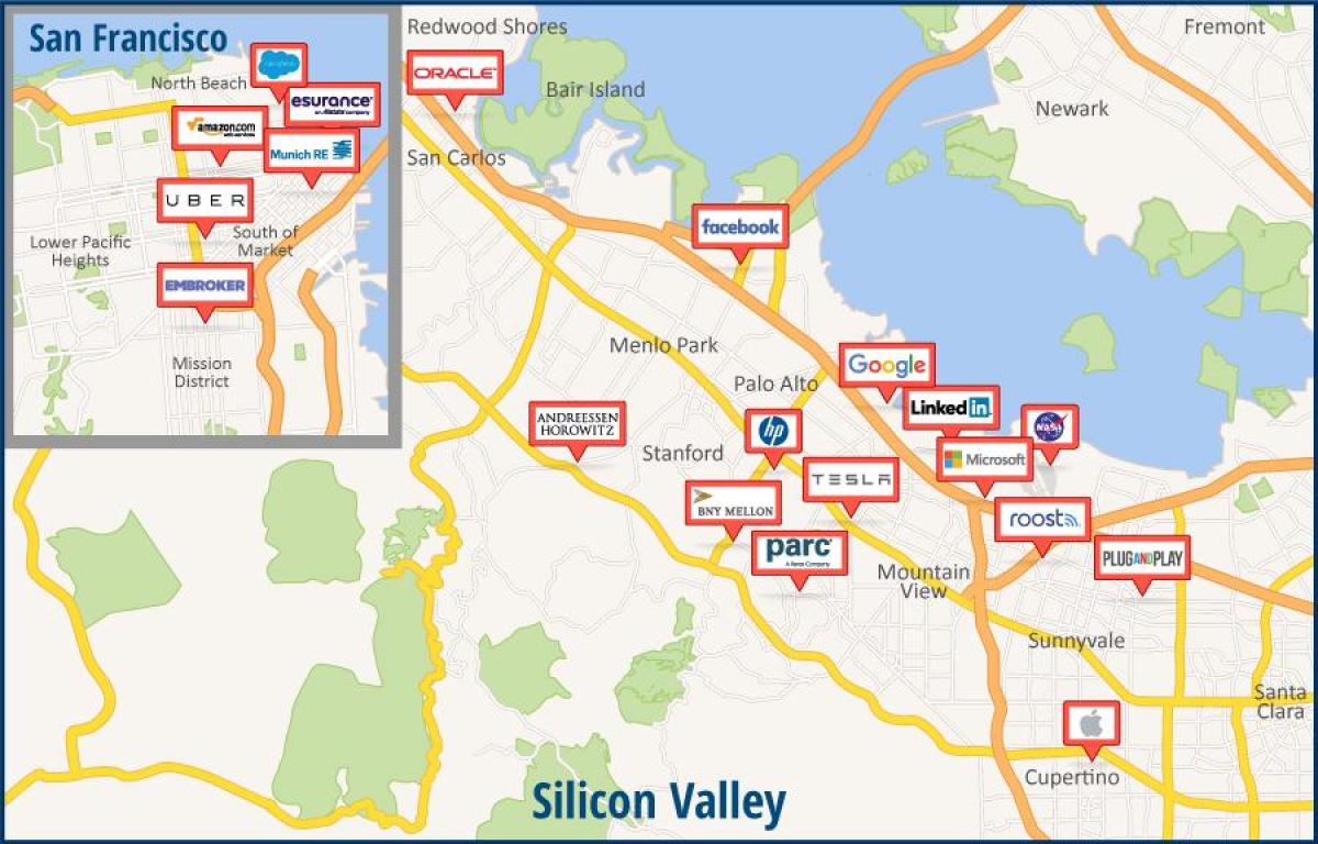 Карта Силіконова долина тур