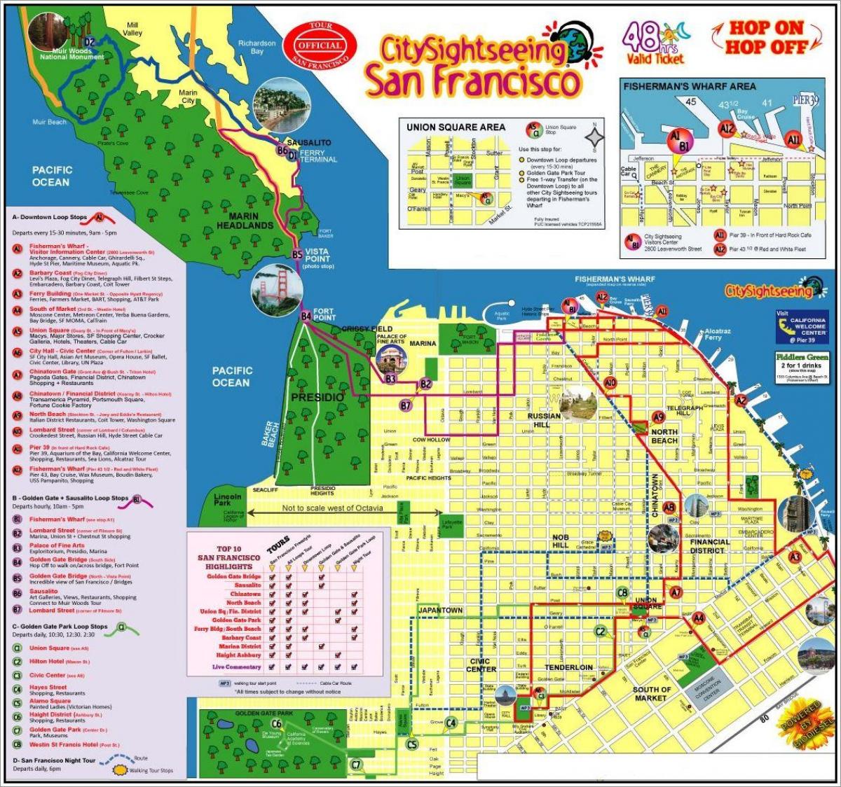 Сан-Франциско-хоп-хоп-офф автобусний тур карті